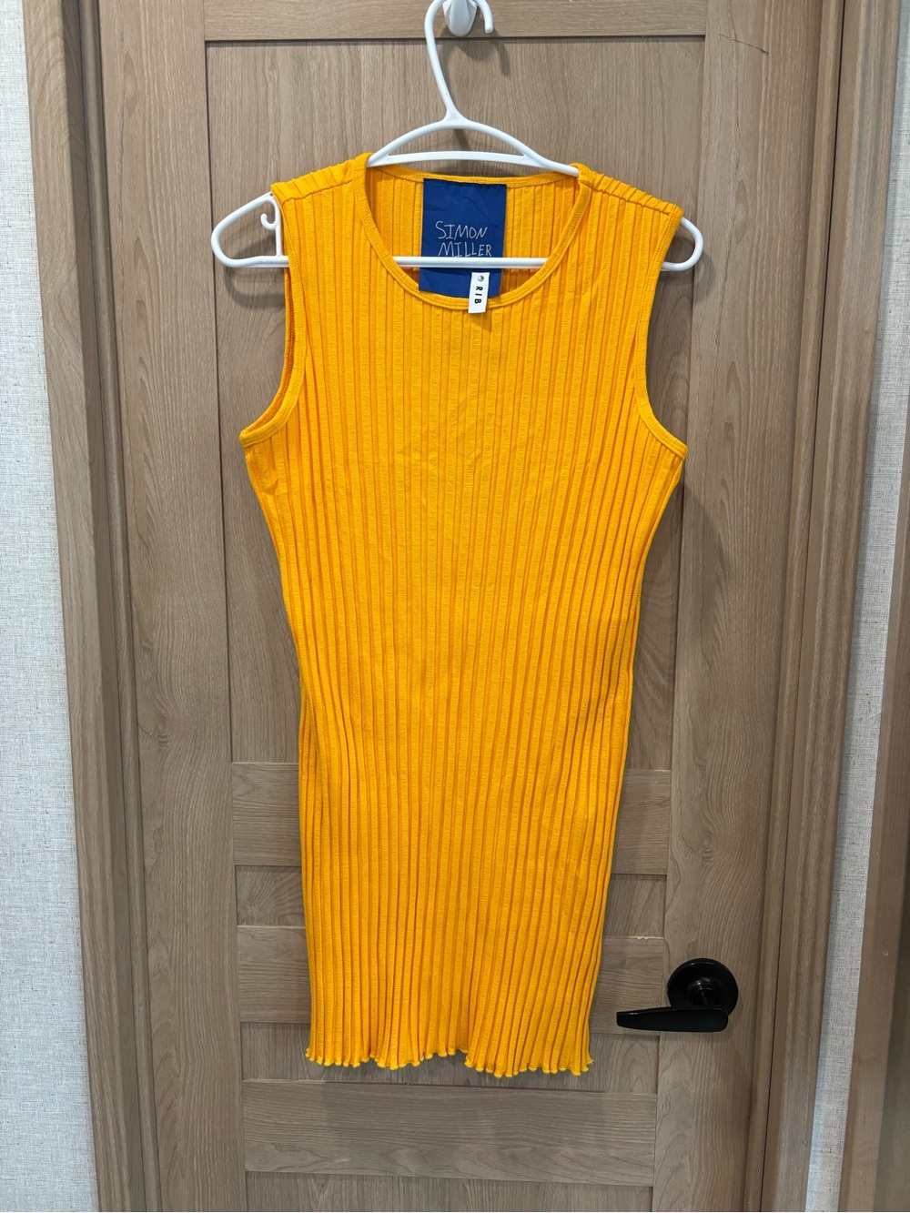 Simon Miller Yellow Rib Bodycon Mini Dress XS Dopamine Dressing NEW